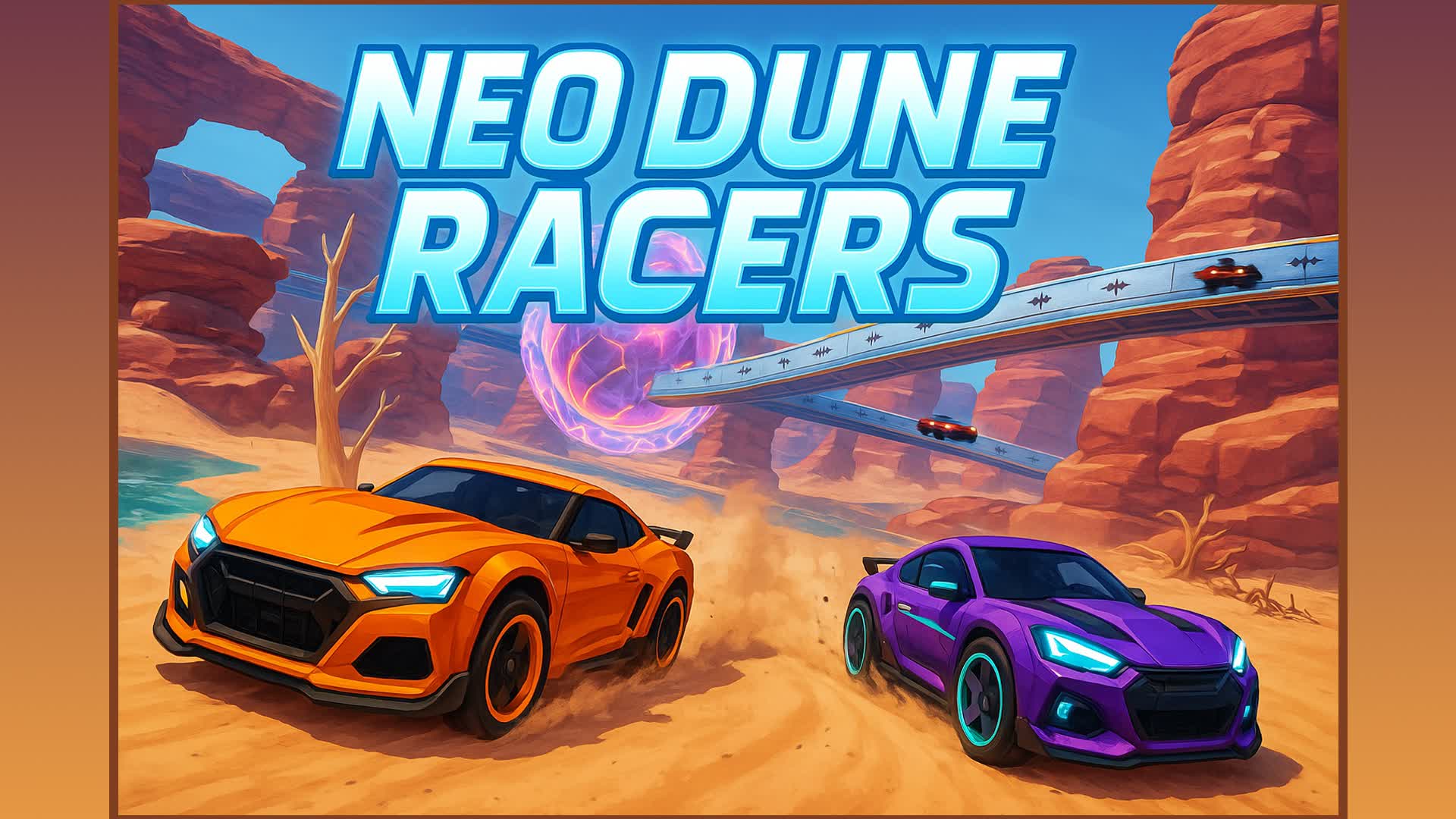 Neo Dune Racers: vehicles racing through a desert world.